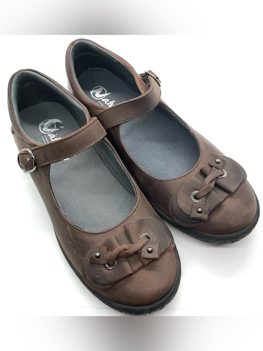 Naturino Brown oily leather Mary Jane Shoes with Knot Accent euro 33
